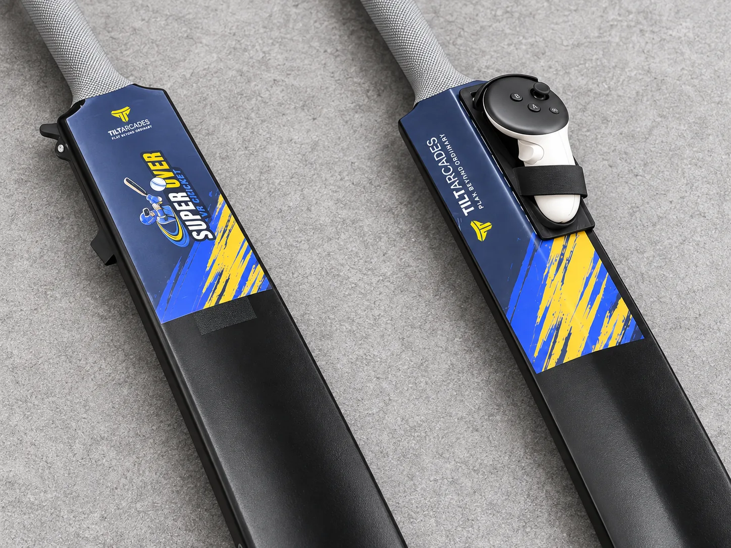 SuperOver cricket bats with the controller mounted on the blade