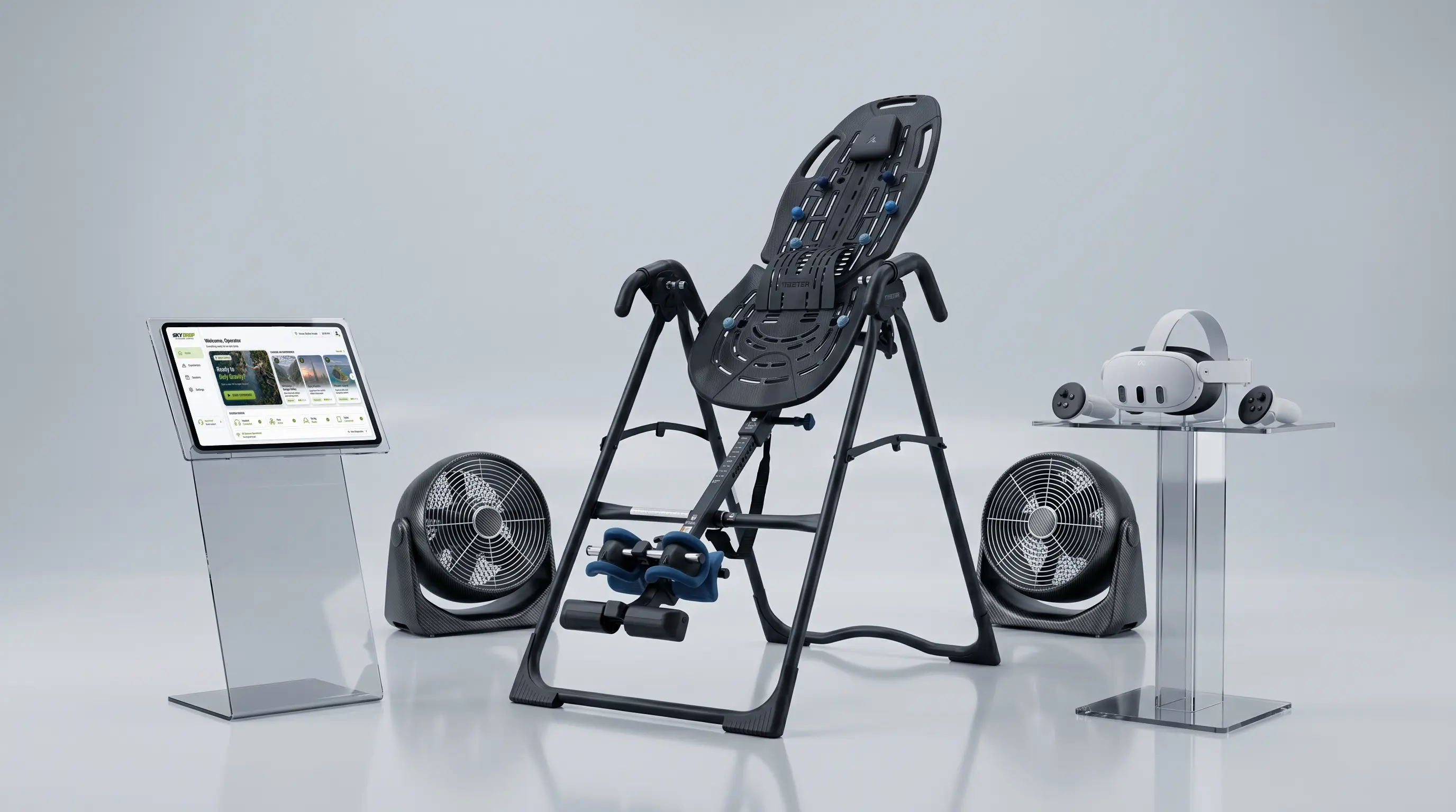 Full SkyDrop VR Bungee equipment kit in studio