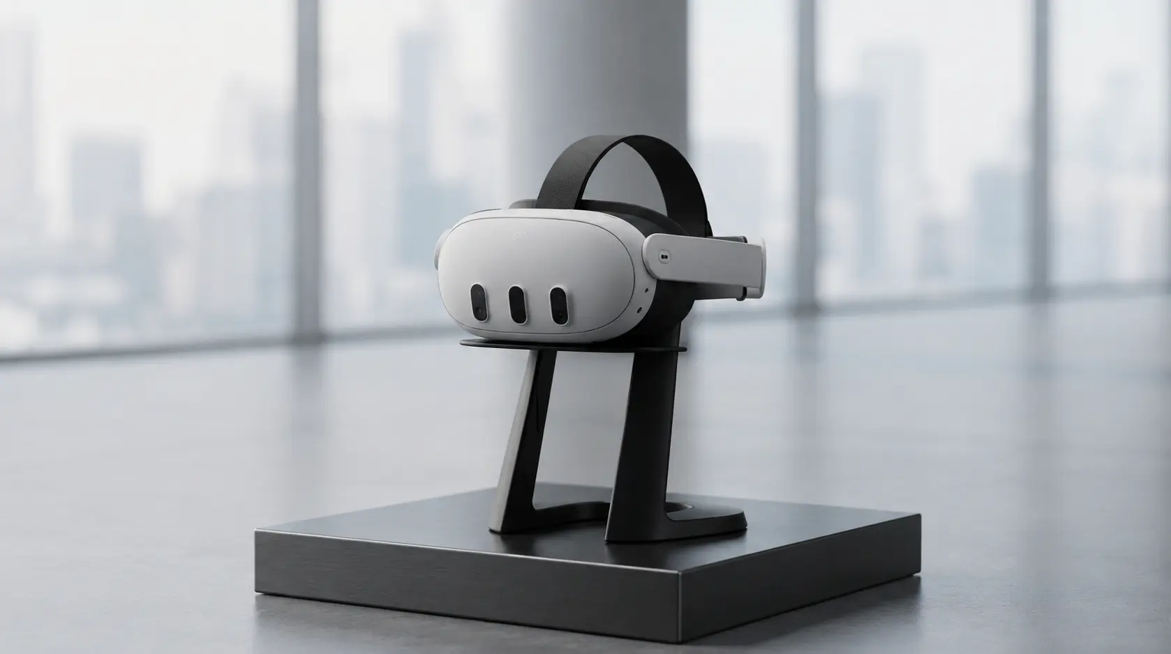 Meta Quest headset on SkyDrop VR product stand